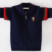 CUHK boy boy cardiovert jacket autumn and winter style garnter thickened knit boy children sweaters outfitted child clothing pure cotton