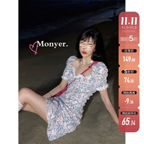 Spot Barbie French floral dress female 2021 new summer love skirt bubble sleeve square collar sweet spicy skirt