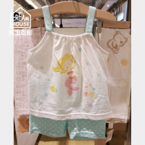 (CreamHouse) Korean mermaid polo point suspender shorts baby girl set