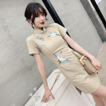 Small sub-qipao 2022 The new everyday young girls improved one-piece dress retro style with short spring and summer