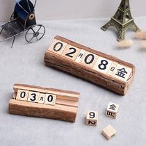 Creative vintage log calendar Wooden desktop ornaments small gifts Rural pastoral home decorations Perpetual calendar