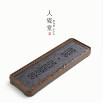 Big porcelain hall chicken wing Wood tea tray office water storage type Wujin Stone tea table household drainage type whole solid wood Tea Sea