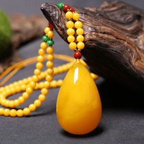 Baltic natural amber stone nothing brand chicken oil yellow old beeswax water drop pendant sweater necklace for men and women