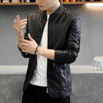 2020 new spring and autumn motorcycle leather jacket mens puleather jacket Korean slim trend coat handsome Haining youth