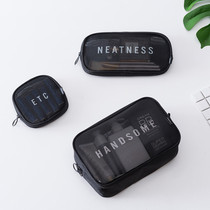 Korea travel transparent mesh hand bag small portable simple Lady wash bag portable cosmetics storage bag