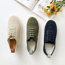 ALIN customized large-scale female shoes spring and summer cotton canvas with flat sole sports thick sole casual shoes with one foot large yards