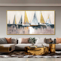 Hand painted oil painting Yangfan Sail Drawing Room Banner Decoration Painting Modern Brief Abstract Sailing Sofa Background Wall Hanging Painting