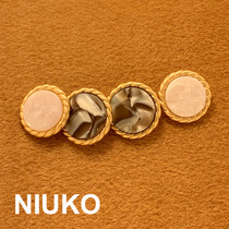 NIUKO matte gold marble effect metal coat button elegant fashion coat button Super exquisite buckle