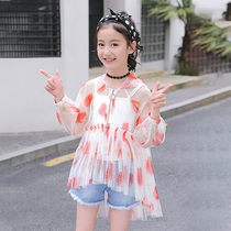 Girls sunscreen coat children's summer thin ice silk 2021 new large children's UV protection long breathable