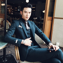 Casual suit Mens suit Korean version Business is fitting three sets of groom to get married and take a youth gown suit mens suit
