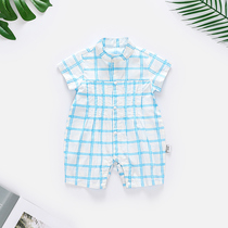 Baby short-sleeved one-piece clothes in summer thin newborn gauze cotton mens baby clothes summer Men