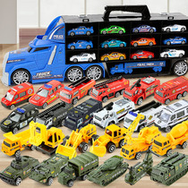 Childrens toy alloy police car car set storage container truck fire fighting engineering puzzle baby 3-year-old boy 6