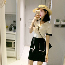 Korea counter 2021 summer New Imperial sister wind thin temperament set POLO short sleeve socialite wind dress dress women