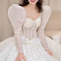 Removable retro horseshoe sleeves Shoulder Sleeves Bridal Gown dress with fluffy sleeves shielded arm long sleeves