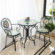 European-style balcony small tables and chairon mosaic courtyard terrace simple tea few outdoor garden milk tea shop three pieces