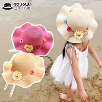 Girls baby hat summer beach hat wave straw hat sun hat childrens cool hat seaside vacation sunscreen sun hat