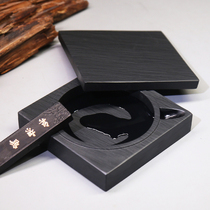 Shex yan Water pattern stone square inkstone and square with cover boutique Shex Yan Round dragon tail inkstone Old pit Venus halo student inkstone