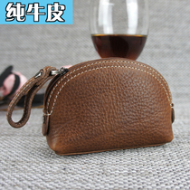 Tanning leather new coin purse cowhide car key bag female fashion zipper lock key buckle bag Zhang Ji workshop card bag