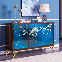 Entrance shoe cabinet Fengshui living room partition porch cabinet homestay Chinese style painted furniture light luxury stainless steel sideboard