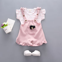 2-year-old girl two-piece 1-3 year-old girls clothes 2019 summer new short-sleeved pants baby childrens clothing