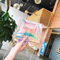 Beach womens bag colorful transparent jelly small bag laser bag portable chain bag shoulder shoulder crossbody bag female student tide