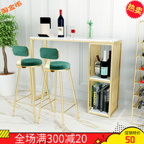 Nordic simple marble table home partition small long bar table and chairs creative light luxury against the wall wrought iron high table