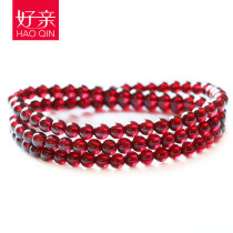 Good pro new wine garnet bracelet female 6A single ring bracelet three circle crystal jewelry 108 beads