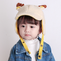 Childrens baby hat autumn and winter lamb velvet ear cap plus velvet padded cap boy boy girl antler baseball cap
