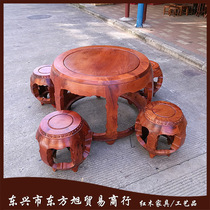 Authentic mahogany round dining table Myanmar rosewood drum table solid wood dining table tableware big fruit rosewood living room furniture