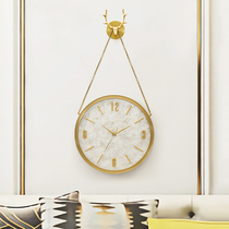 Light Extravagant Style Brass Clocks Modern Fashion Brief Hang Clocks Nordic Living Room Home Hanging Watch Creative Personality Clock