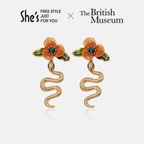 shes British Museum Butterfly Dream exotic original retro flower snake leaf ear personality stud