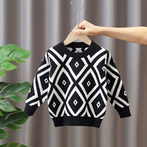 Boy sweater new 2021 exploits boy childrens spring and autumn Korean version of knitted sweatshirt baby foreign air hit bottom blouses