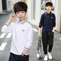 Autumn boys long-sleeved T-shirt Childrens cotton POLO shirt spring and autumn lapel T-shirt medium and large childrens cotton top