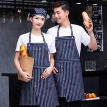 Waterproof oil canvas hanging neck apron milk tea bread hot pot restaurant Western food waiter cafe work clothes apron