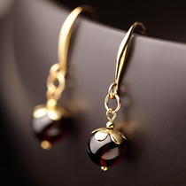 Phoenix Nirvana earrings womens fashion crystal garnet plated real gold earrings vintage temperament Chinese style jewelry