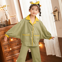 Girl Child Sleepwear Spring Autumn Season Pure Cotton CUHK Child Princess Girl Autumn Long Sleeve Long Pants Home Suit Suit