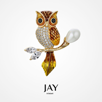 JAY owl brooch female design sense Net red pin suit accessories niche corsage 2021 New Tide