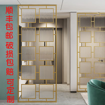 Stainless steel Chinese Screen Changhong glass Screen Partition Wall Living Room Dining Room Restaurant Hotel Genguan Bar Grid Brief modern