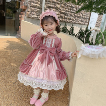 Girls lolita lolita Princess Dress Autumn 2021 New Childrens Western Style Long Sleeve Spring and Autumn Dress Sweet