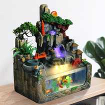 Living room household glass goldfish tank ecological rectangle large small and medium lazy Super White creative rockery flow aquarium