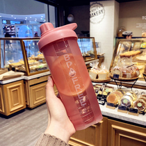 Korean version of the sports large capacity shaking cup Portable fitness plastic water cup Men and women creative personality trend handy cup