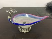  Glass ashtray Fruit plate Peacock second-hand thrift nostalgic collection film and television props