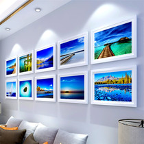 Living room dining room hanging picture frame combination simple picture wall frame living room solid wood photo wall corporate culture wall