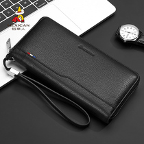 Scarecrow Wallet male long casual zipper handbag leather simple large capacity leather business handbag leather