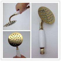 Hardware bathroom accessories Shower head hand-held shower head water-saving hand spray shower gold white ceramic silicone 4 points