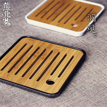 Bamboo tea tray Solid wood tray Water storage wet and dry separation office mini tea tray Square tea table