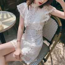 Famous Yuan Feng Little Lace Dress 2021 White Dress Banquet Temperance Short Fairy Dress