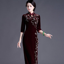 (Cheongsam off code clearance)Wedding mother wedding banquet thin large size long old dress dress