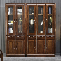 New Chinese style modern minimalist black walnut solid wood quality bookshelf multifunctional three or four door economical combination locker