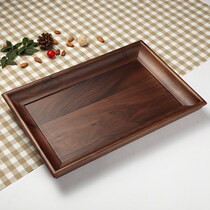 Natural black walnut Japanese solid wood plate rectangular tray creative tea cup disk Large tea plate tea plate fruit disk